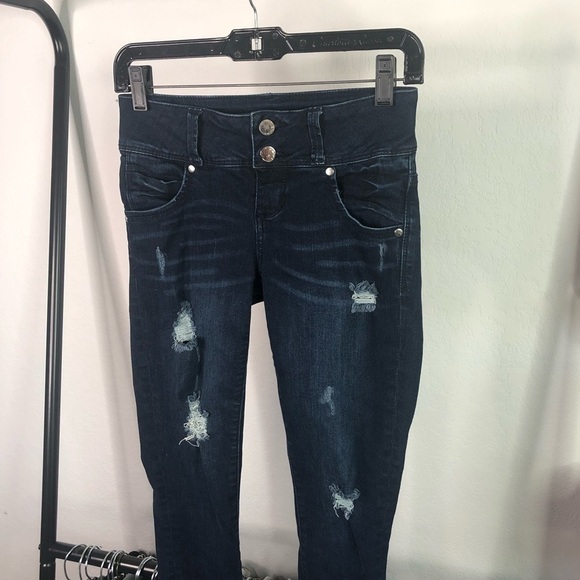 BEBE Destroyed Skinny Cropped Ankle Jeans - Picture 2 of 6